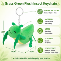 Porte-clés en peluche Zaves Mantis - Écologique, durable, design d'insecte vert mignon, animal en peluche doux, mini cadeau unisexe pour enfants et adultes