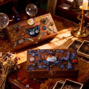 DIY Natural Gemstone Magic Box <b>Crystal</b> Mineral Specimen Wooden Collection Treasure Box - Product Image 1