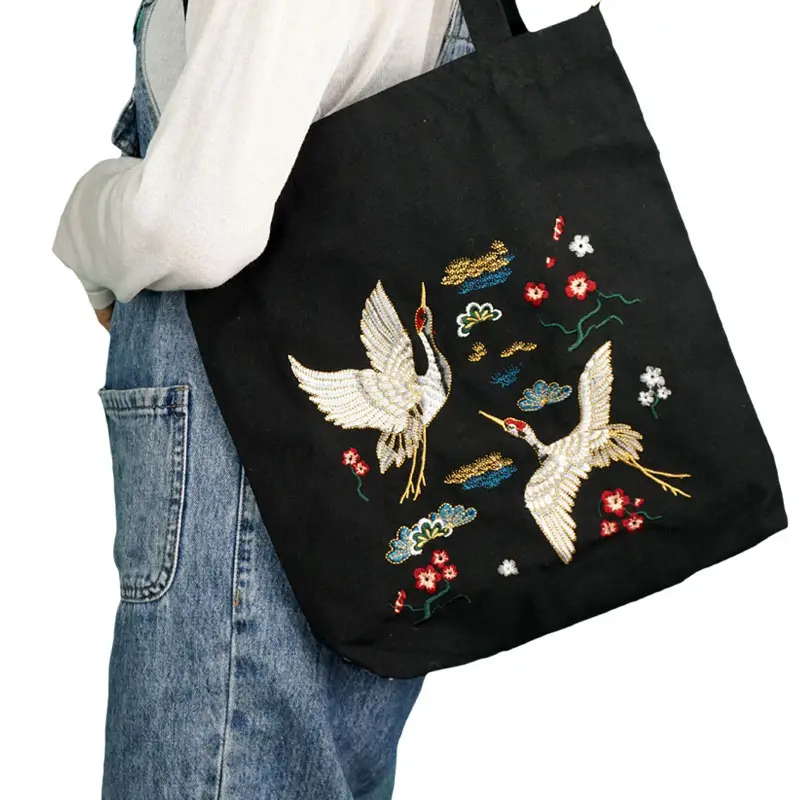 Женские дизайнерские сумки из хлопчатобумажной ткани, хлопчатобумажная сумка с вышивкой, индивидуальный логотип