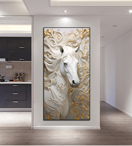 Caballo blanco de lujo ligero moderno, arte de pared de salón, decoración del hogar, pintura de caballo <span class=keywords><strong>para</strong></span> el éxito, cuadro colgante de oficina - Product Image 5