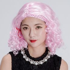 Parrucca con capelli umani di scena con prestazioni rosa che pulsa la parte anteriore Opcening per la festa - Product Image 1