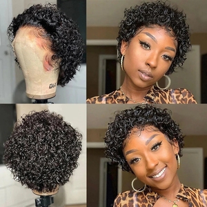 Hot Sale Short Pixie Cut Lace Part Human Hair <b>Wig</b> Cheap Price Natural <b>Black</b> Color Wave <b>Wigs</b> <b>for</b> <b>Black</b> <b>Women</b> - Product Image 4