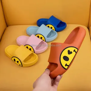 Home cute cartoon smiley face summer Children flip-flops bathroom sandals sides slippers for kids