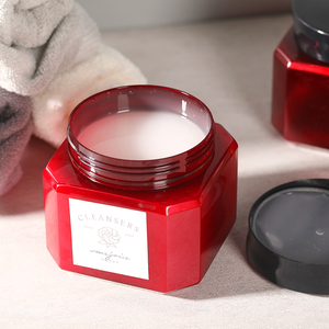 Large Square Jars 600ml 700ml Cream Plastic Cosmetic Containers with Custom Label Stickers Red Gold Plastic Jar with Lids