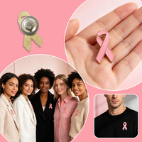 Épinglette en émail ruban rose plaqué or et argent, badge de sensibilisation au cancer du sein, broche de charité pour la santé des femmes, souvenir avec logo personnalisé