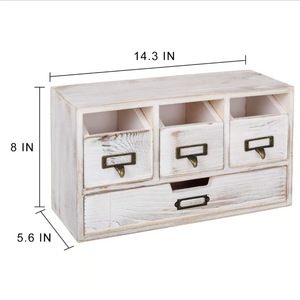Wooden Desktop <b>Storage</b> <b>Box</b> Rectangle Office Organizer With <b>Drawers</b> For Desk Tidy Big Capacity - Product Image 5