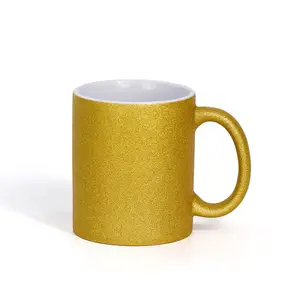 Hot Selling 11 oz Sparkling Sublimation Coffee Cup Heat Press Coated Blank Drinkware Colorful Glitter Ceramic Mug