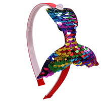 Bandeau à queue de sirène à paillettes colorées de la mode européenne américaine pour enfants accessoires de cheveux faits à la main directement de l'usine