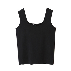 Camiseta sin mangas de punto para mujer, talla grande, color liso, con tirantes anchos, capa interior, N8151 - Product Image 4