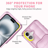 Coque de téléphone de luxe antichoc rose et noire avec support airbag HGD pour iPhone 15 Pro Max, 17, 16, 15, 14, 13, 12, 11 Pro Max Plus