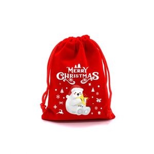 Sac cadeau recyclable en velours rouge avec cordon de serrage, idéal pour les fruits, les bonbons de mariage, les cadeaux de Noël pour enfants, avec fonction de marquage. - Product Image 5