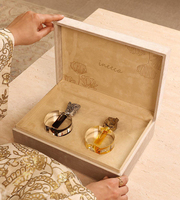 Boîte de rangement carrée unique en velours rouge pour parfum, huile essentielle, cadeau de Ramadan, emballage personnalisé pour parfum avec insert