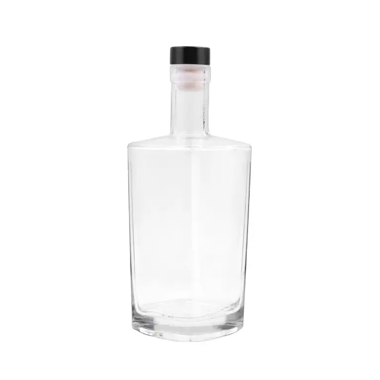 Bottle Manufacturers 750 ML Custom Transparent rubber stopper Square Glass Bottle For Vodka liquid
