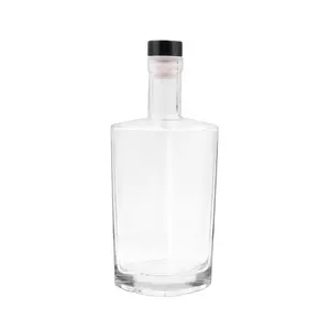 ボトルメーカー750 MLカスタム透明ゴムストッパーウォッカ液用スクエアガラス瓶