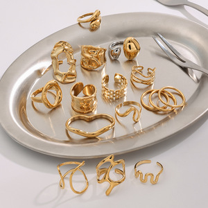 Irregular Open Ring Set For Women Geometric Shape Stainless Steel Light Luxury Jewelry Gift Fashion Rings - Product Image 3