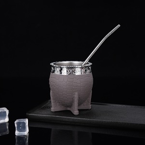 8oz Leather <strong>Argentina</strong> Mate Cup Stainless Steel 304 <strong>Yerba</strong> Mate Gourd Vacuum Insulated Stainless Steel <strong>yerba</strong> mate cup leather - Product Image 3