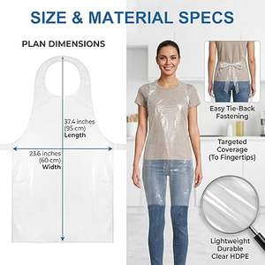Tabliers jetables recyclables Huamaohengchun en PBAT (lot de 50) – Tablier imperméable pour la peinture, les travaux ménagers, les pique-niques – Emballés individuellement - Product Image 6