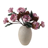 Fleurs de Magnolia Artificielles, Arrangement Floral Artificiel, Branche de Feuilles à Fleurs Roses, Décoration pour la Maison, Décoration de Table de Mariage