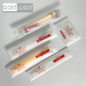 East West Stock Hotel Dry Amenities Set Desechable Semitranslúcido Bolsa impermeable Embalaje Hotel Cepillo <span class=keywords><strong>de</strong></span> dientes con pasta <span class=keywords><strong>de</strong></span> dientes - Product Image 2