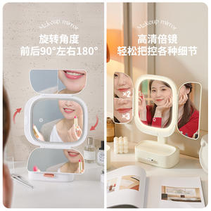 Espejo de Maquillaje LED Ovalado de Sobremesa con Luz Ajustable para Tocador de Mujer - Product Image 2