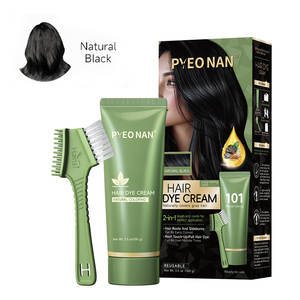 Tinte Capilar en Crema con Extractos de Frutas, Semipermanente, Cubre Canas, Tinte Rápido, Orgánico, Sin Amoníaco, Color Negro, Uso Doméstico - Product Image 1