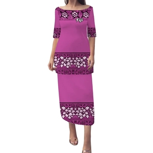 Puletasi Style Island abito a due pezzi donna Fiji <span class=keywords><strong>Bula</strong></span> abiti Tapa Turtles Hibiscus Church abbigliamento formale POD gonne personalizzate - Product Image 3