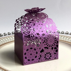 Caja de Regalo de Chocolate con Diseño de Mariposa Cortada con Láser, Caja de Dulces y Recuerdos - Product Image 3