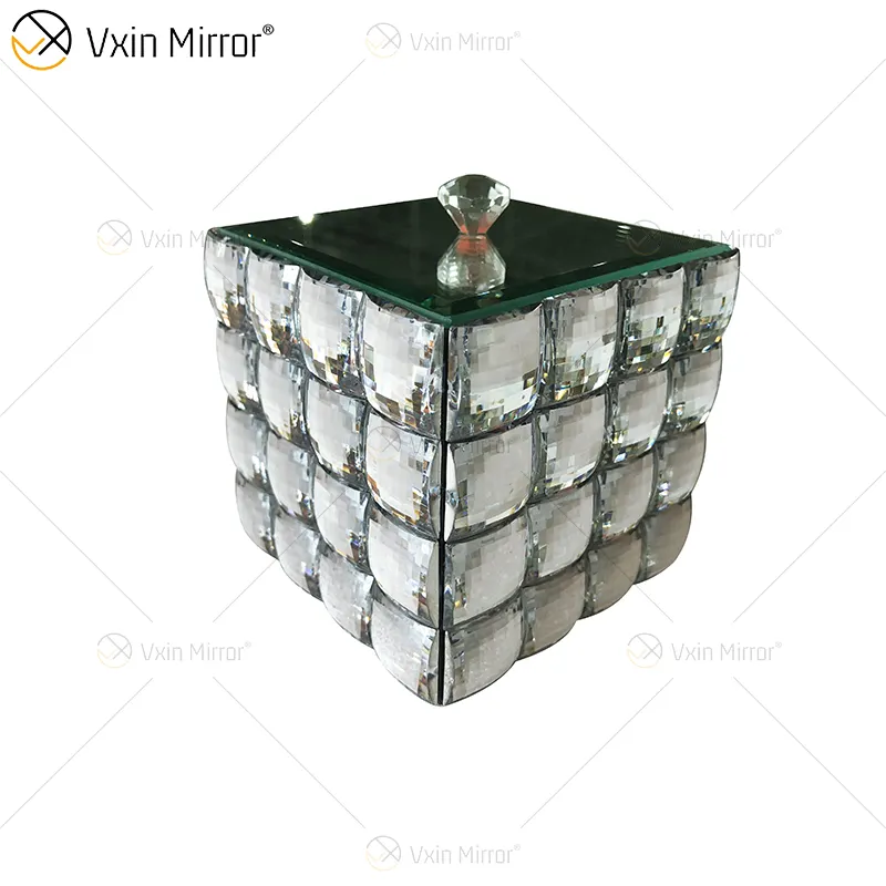 WXJB-31 Vxin Home Decor Kristal Zilver Glas Moderne Mirrored Sieraden Doos