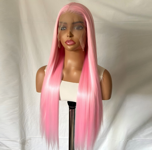 Perruques synthétiques en dentelle frontale en gros avec cheveux résistants à la chaleur haute définition, fibres synthétiques brillantes, perruques sans colle pour femmes - Product Image 2