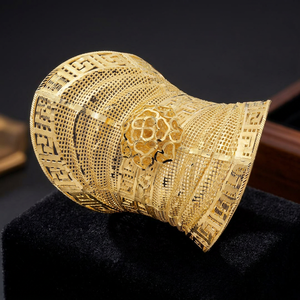 สร้อยข้อมือชุบทอง14K 18K 24K เปิดเปิดใช้งาน Kada ใหญ่สร้อยข้อมือแฟชั่น Kada กับงานเส้นลวดเครื่องประดับทองเหลืองบรรจุทอง - Product Image 5
