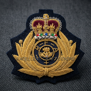 Custom Embroidered Cap Badge With Anchor And Laurel Wreath <b>Sew</b>-On Fabric Patch For Uniform Garment - Product Image 5