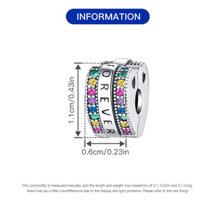 Popular broche de latón blanco con circonita en forma de corazón FOREVER, accesorio colgante DIY para pulseras de mujer. - Product Image 3