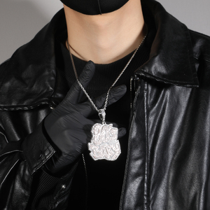 Kalung huruf liontin bayi 80, perhiasan trendi kalung pria wanita berlapis emas 18K liontin dua nada warna - Product Image 3