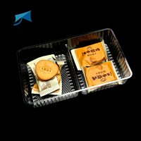 Boîtes d'emballage transparentes pour biscuits en PET à 2 compartiments Boîtes rectangulaires jetables en plastique pour plateau à gâteaux transparent pour plateau à biscuits