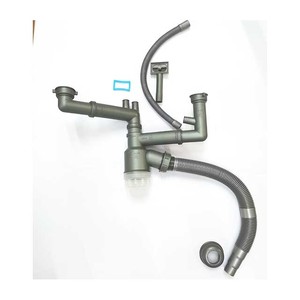 Sifón de fácil instalación <span class=keywords><strong>para</strong></span> lavabo de baño, tubo de cuenco <span class=keywords><strong>doble</strong></span> <span class=keywords><strong>para</strong></span> <span class=keywords><strong>fregadero</strong></span> de cocina, tubo flexible ajustable de distancia - Product Image 3