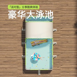 <span class=keywords><strong>Piscine</strong></span> rectangulaire avec structure métallique et <span class=keywords><strong>auvent</strong></span> anti-UV, grande <span class=keywords><strong>piscine</strong></span> familiale pour enfants et adultes, plaisir estival en plein air - Product Image 4