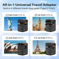 Worldplug PD100W Super Fast Charging USB C World Charger Adaptateur de voyage universel international pour téléphone portable Ordinateur portable Gan