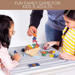 Juego de Torre de Madera <span class=keywords><strong>Tetra</strong></span> - Juego de Apilar de 32 Piezas con Bloques de Construcción y Cartas, Divertido Juego de Equilibrio para 1+ Jugadores - Product Image 3