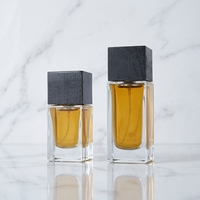 Boîte de parfum en verre vide de luxe personnalisée de haute qualité 30ml 50ml carrée transparente avec bouchon noir et pulvérisateur à pompe, impression sérigraphique