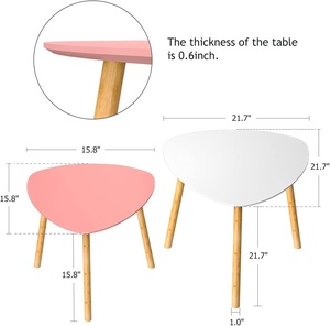Tables Basses Gigognes Modernes Blanc Rose Triangle <span class=keywords><strong>Table</strong></span> d'Appoint pour Salon Appartement Balcon - Product Image 2