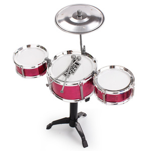 Batterie de table pour enfants 3 pièces à une seule couche avec petit cymbale et baguettes, instrument de musique jouet - Product Image 3