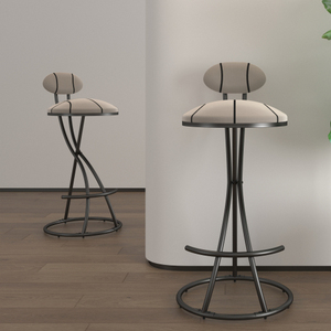 Luxurious Modern High-End Island <b>Bar</b> Chair Set of <b>2</b> Simple Home Designer High <b>Stool</b> Steel Metal Backrest for Hotel Use Kitchen - Product Image 3