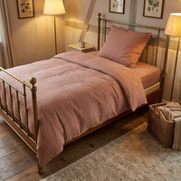 Housse de couette 140 x 220 cm en tissu de coton mousseline lavé, ensemble de housse de couette de luxe pour lit, housse de couette personnalisée en gros