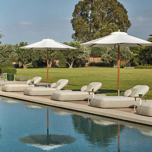 كرسي استلقاء خارجي للفنادق بإطار ألومنيوم، سرير شمس للفيلات والشرفات، كرسي استرخاء خارجي من الراتان لحمام السباحة والحديقة، طقم أثاث للفناء - Product Image 2