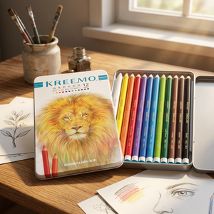 Crayons de couleur à l'huile Kreemo de qualité supérieure pour artistes, ensemble de 36 couleurs, matériaux artistiques haut de gamme, certifiés EN71 ASTM F963, emballage en métal - Product Image 3