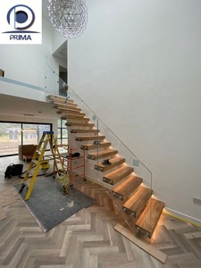 <span class=keywords><strong>Escalier</strong></span> flottant moderne sur mesure pour intérieur, marches en bois, poutre <span class=keywords><strong>de</strong></span> liaison dissimulée, <span class=keywords><strong>escalier</strong></span> suspendu avec garde-corps en verre pour villa - Product Image 1
