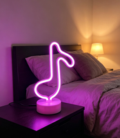 Lampe de table LED néon en forme de note de musique blanc chaud, lampe de fête et de nuit pour les amateurs de musique