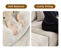 VOXHOME US auf Lager Dropshipping Vakuum-Komprimiertes Kombinations-Modulares Ecksofa-Set aus amerikanischem Cord in Braun