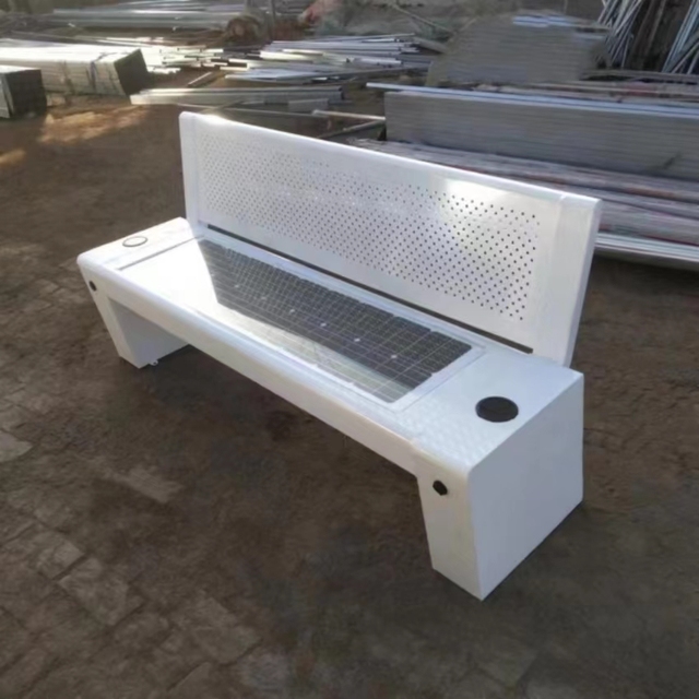 2025 New Design Smart Solar Waterproof Stainless Steel Bench Patio Park Outdoor Use WiFi Wireless Charging USB Charging 4-Seater