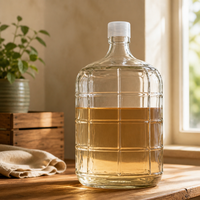 Bouteille d'eau en verre transparent cylindrique, pot de fermentation, bouteille de vin et de bière, réservoir de fermentation, conteneur durable pour eau minérale, usage domestique